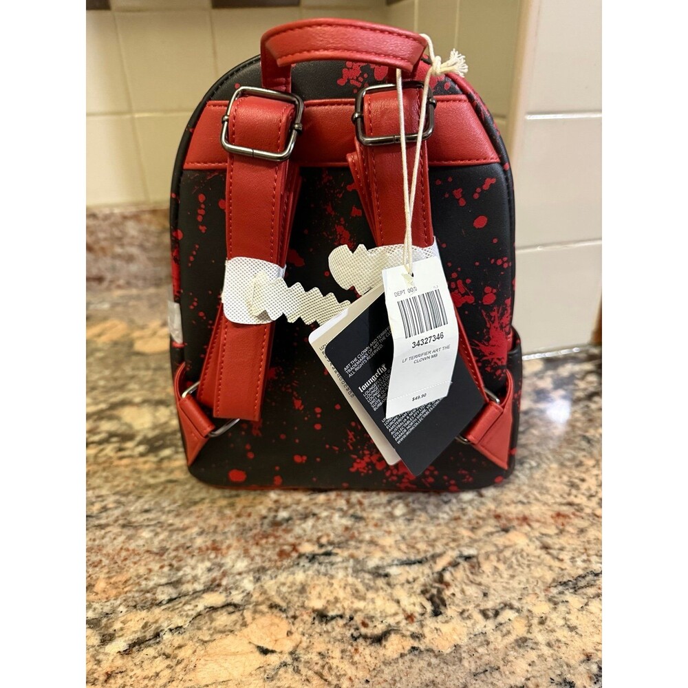 Loungefly Terrifier Art the Clown Black Small Mini Backpack Zip Closure NWT - Picture 3 of 4
